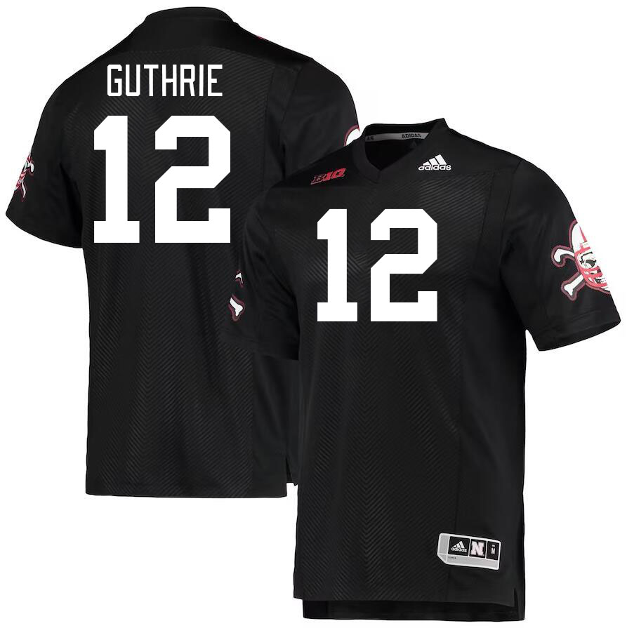 Men #12 Rex Guthrie Nebraska Cornhuskers College Football Jerseys Stitched Sale-Black